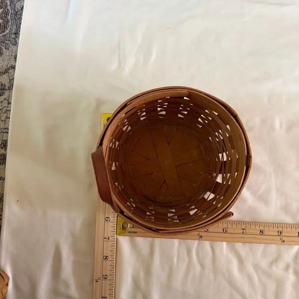 Vintage Longaberger Round ~6 inch Basket Handles Cottagecore 90s 1991